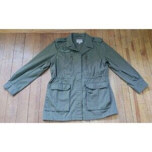 Banana Republic Womens French Military Vegan Utility Jacket Parka Green Size M